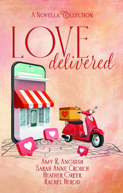 Delivery scooter carrying romantic looking packages out of a phone delivery app