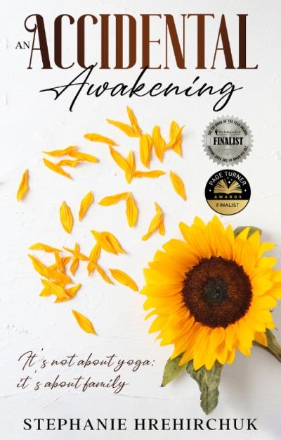 Book cover for An Accidental Awakening shows a sunflower and the book's title.
