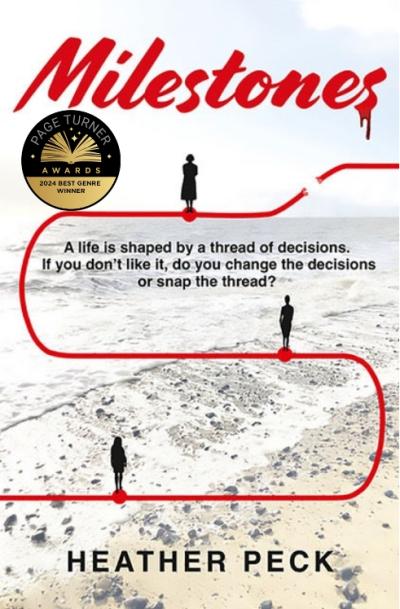 Images of the different life stages of a woman on track set against a background of a beach.